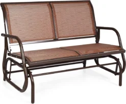 Banc Balançoire D'extérieur, Banc De Jardin, Balançoire De Jardin, Banc 2 Places, Banc De Parc, Banc De Patio Confortable Pour 2 Personnes, Siège De Jardin En Acier, Chaise De Jardin Pour Terrasse, Jardin, Pelouse (marron