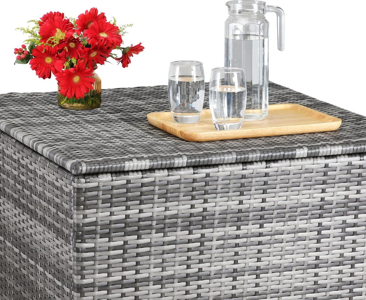 Casaria Boîte De Opbergbox Polyrotin 318 L Couvercle 75x75x70cm Étanche Gaz Ressort Grijs 8 Casaria Boîte De Opbergbox Polyrotin 318 L Couvercle 75x75x70cm Étanche Gaz Ressort Grijs – Image 8