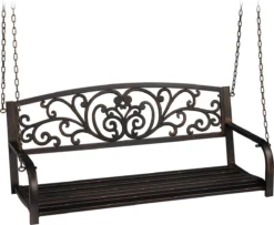 Relaxdays Swing Banc En Métal - Banc Suspendu Pour Deux - Banc De Balançoire De Jardin - Balançoire Hollywoodienne