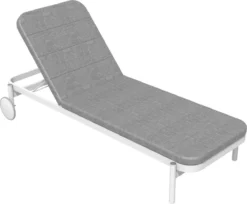 NATERIAL - Transat ARENA - Transat De Jardin Avec Dossier Réglable - 198X82X90 Cm - 5 Positions - Avec Kussen - Avec Roulettes - Aluminium - Polypropylène - Blanc - Gris