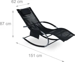 Chaise Longue Balançoire Relaxdays - Chaise Longue Noire Avec Kussen - Fauteuil Relax - Transat Ergonomique -Jardin Meubles Magasin 1200x991 2