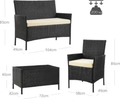 Ensemble De Salon De Jardin - En Polyrotin - Ensemble Lounge - Aspect Rotin - 2 Chaises - Avec Table En Verre - Zwart -Jardin Meubles Magasin 1200x992 3