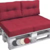 Beautissu Elements - Set De Coussins Palette - 1x Coussin D'Assise 120x80 Cm & 2x Coussin De Dossier 60x40 Cm - Rouge