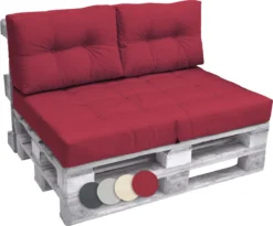 Beautissu Elements - Set De Coussins Palette - 1x Coussin D'Assise 120x80 Cm & 2x Coussin De Dossier 60x40 Cm - Rouge