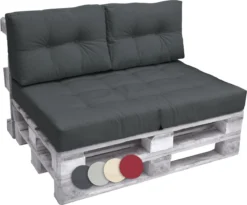 Beautissu Elements - Set De Coussins Palette - 1x Coussin D'Assise 120x80 Cm & 2x Coussin De Dossier 60x40 Cm - Grijs Graphite