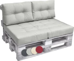 Beautissu Elements – 2x Coussin De Dossier Coussin De Palette 60x40 Cm – Grijs Clair – Coussin De Matelas De Qualité