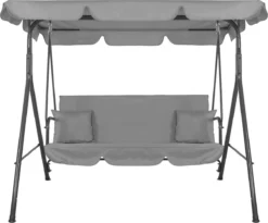 Banc De Balançoire Springos | Luna-Balançoire | 3 Places | Imperméable à L'eau | Comprend 2 Coussins | Auvent Réglable | 170 X 110 X 150 Cm | Gris 26 Banc De Balançoire Springos | Luna-Balançoire | 3 Places | Imperméable à L'eau | Comprend 2 Coussins | Auvent Réglable | 170 X 110 X 150 Cm | Gris -Jardin Meubles Magasin 1200x995 1