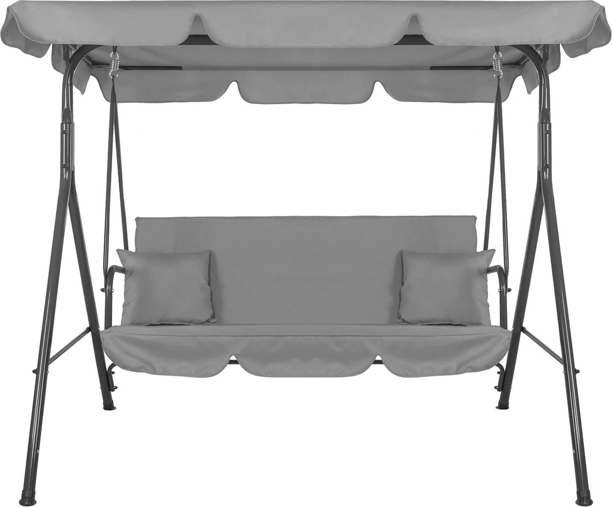 Banc De Balançoire Springos | Luna-Balançoire | 3 Places | Imperméable à L'eau | Comprend 2 Coussins | Auvent Réglable | 170 X 110 X 150 Cm | Gris 7 Banc De Balançoire Springos | Luna-Balançoire | 3 Places | Imperméable à L'eau | Comprend 2 Coussins | Auvent Réglable | 170 X 110 X 150 Cm | Gris – Image 7