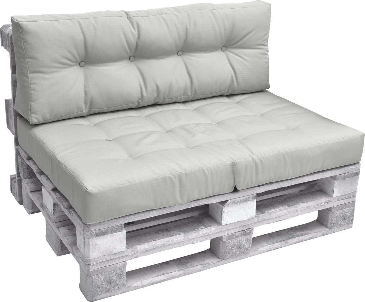 Beautissu Elements - Set De Coussins Palette - 1x Coussin D'Assise 120x80 Cm & 1x Coussin De Dossier 120x40 Cm - Grijs Clair 3 Beautissu Elements - Set De Coussins Palette - 1x Coussin D'Assise 120x80 Cm & 1x Coussin De Dossier 120x40 Cm - Grijs Clair – Image 3