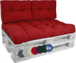 Beautissu Style - Set De Coussins Palette - 1x Coussin D'Assise 120x80 Cm & 2x Coussin De Dossier 60x40 Cm - Rouge