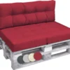 Beautissu Elements - Set De Coussins Palette - 1x Coussin D'Assise 120x80 Cm & 1x Coussin De Dossier 120x40 Cm - Rouge