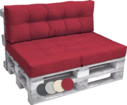 Beautissu Elements - Set De Coussins Palette - 1x Coussin D'Assise 120x80 Cm & 1x Coussin De Dossier 120x40 Cm - Rouge
