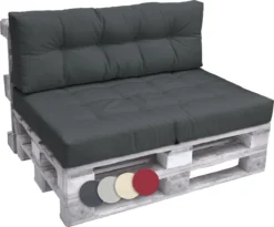 Beautissu Elements - Set De Coussins Palette - 1x Coussin D'Assise 120x80 Cm & 1x Coussin De Dossier 120x40 Cm - Grijs Graphite