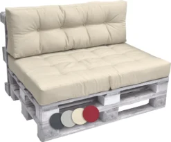 Beautissu Elements - Set De Coussins Palette - 1x Coussin D'Assise 120x80 Cm & 1x Coussin De Dossier 120x40 Cm - Nature