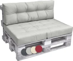 Beautissu Elements - Set De Coussins Palette - 1x Coussin D'Assise 120x80 Cm & 1x Coussin De Dossier 120x40 Cm - Grijs Clair