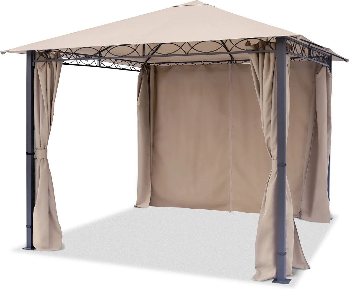 Pavillon De Jardin 3x3 M 280 G / M² Bâche De Toit étanche Pavillon Premium Avec 4 Parois Latérales Tente De Jardin En Tente De Fête Crème 5 Pavillon De Jardin 3x3 M 280 G / M² Bâche De Toit étanche Pavillon Premium Avec 4 Parois Latérales Tente De Jardin En Tente De Fête Crème – Image 5