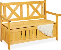 Banc De Jardin Relaxdays Avec Espace De Rangement - Banc D'extérieur En Bois - Banc De Balcon - Banc D'extérieur