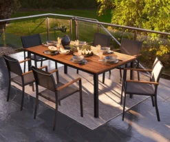 NATERIAL- Salon De Jardin 6 Personnes - Table De Jardin ORIS 180/240x100 Cm - Table Extensible - 6 Chaises De Jardin ORIS Avec Accoudoirs - Fauteuil De Jardin - Empilable - Salon - Aluminium - Textilène -Jardin Meubles Magasin 1200x999 5