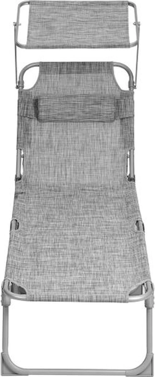IN.HOMEXL Chaises De Jardin Pliables Lenox - Chaises De Jardin Chaises Longues - Oreiller Et Toit Ouvrant - Dossier Réglable - Métal - 150 Kg Chargeable - Grijs 4 IN.HOMEXL Chaises De Jardin Pliables Lenox - Chaises De Jardin Chaises Longues - Oreiller Et Toit Ouvrant - Dossier Réglable - Métal - 150 Kg Chargeable - Grijs – Image 4