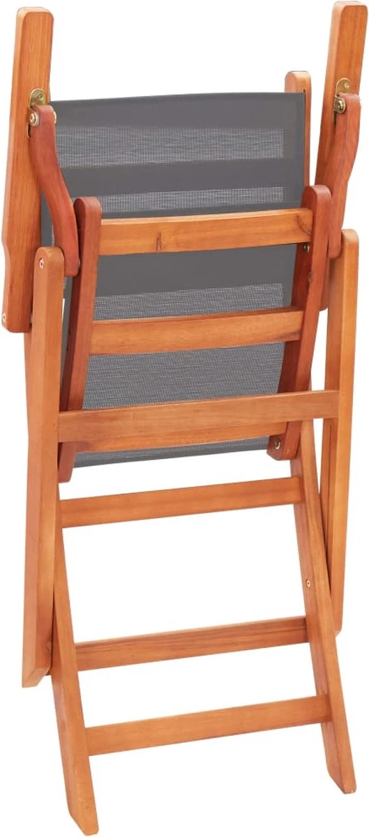 VidaLife Chaises De Jardin De Jardin Pliables 2 Pcs Bois D'eucalyptus Et Textilène Gris 6 VidaLife Chaises De Jardin De Jardin Pliables 2 Pcs Bois D'eucalyptus Et Textilène Gris – Image 6
