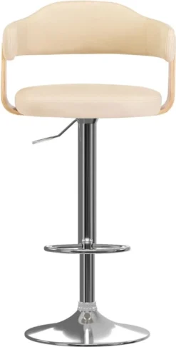 VidaLife Tabourets De Bar De Bar 2 Pcs En Bois Courbé Et Cuir Artificiel Couleur Crème -Jardin Meubles Magasin 610x1200