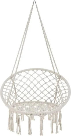 Chaise Suspendue Boho - Chaise Suspendue Tressée - Chaise Relax - Swing - Chaise à Bascule Crème - Chaise Suspendue Intérieure - Chaise Suspendue Extérieure