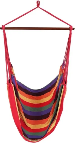 Chaise Suspendue Brésilienne Avec Bâton En Bois - 100x100CM - Intérieur & Extérieur - Chargeable Jusqu'à 120 Kg -Jardin Meubles Magasin 631x1200