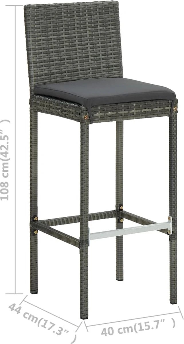 Ensemble De Bar De Jardin Premium - Ensemble De Bar De Jardin 5 Pièces Avec Coussins Gris 11 Ensemble De Bar De Jardin Premium - Ensemble De Bar De Jardin 5 Pièces Avec Coussins Gris – Image 11