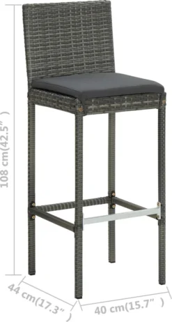 Ensemble De Bar De Jardin Premium - Bar De Jardin 3 Pièces Avec Coussins Poly Rotin Gris -Jardin Meubles Magasin 643x1200 5