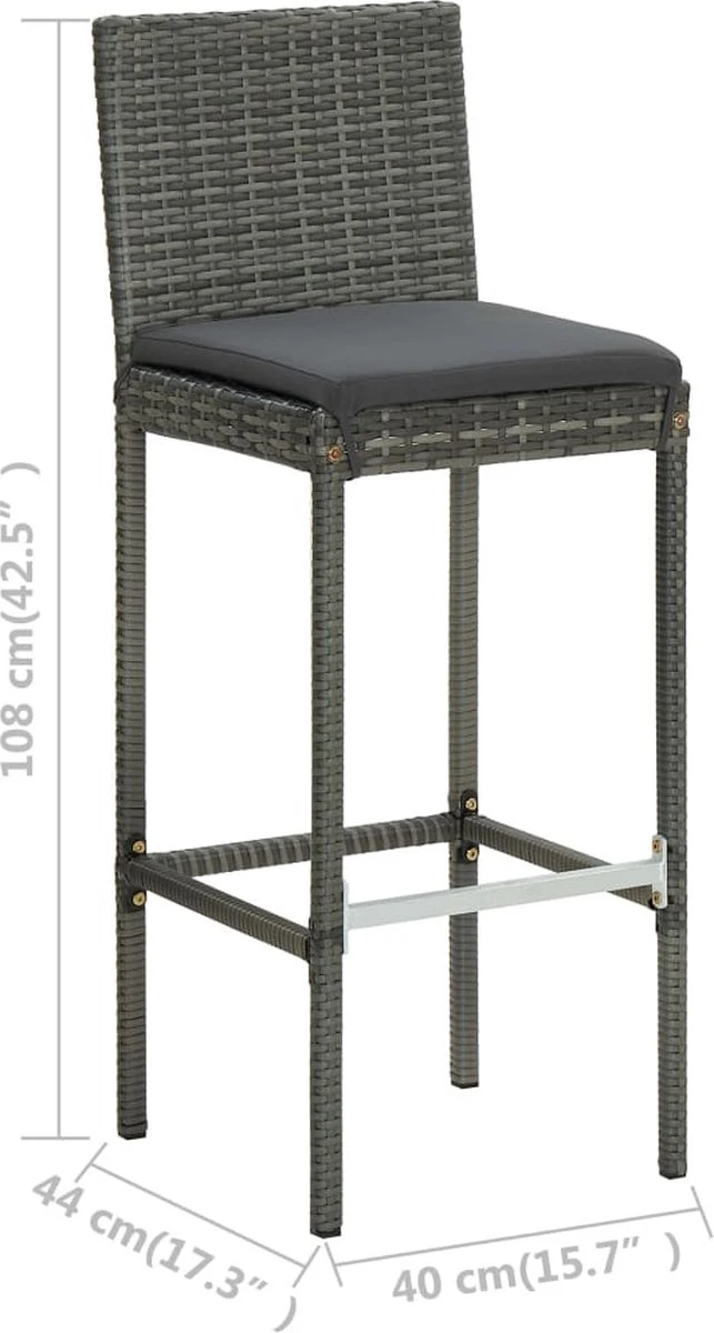 Ensemble De Bar De Jardin Premium - Bar De Jardin 3 Pièces Avec Coussins Poly Rotin Gris 4 Ensemble De Bar De Jardin Premium - Bar De Jardin 3 Pièces Avec Coussins Poly Rotin Gris – Image 4