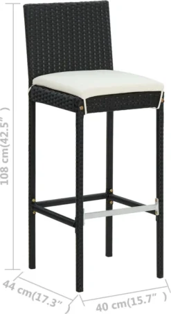 Ensemble De Bar De Jardin Premium - Ensemble De Bar De Jardin 7 Pièces Avec Coussins Noir -Jardin Meubles Magasin 653x1200 1