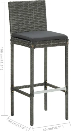 Ensemble De Bar De Jardin Premium - Ensemble De Bar De Jardin 3 Pièces Avec Coussins Gris -Jardin Meubles Magasin 654x1200 1