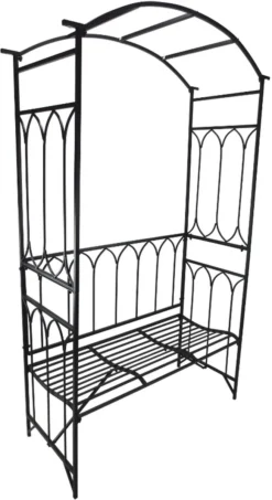 Banc Rose Patchogue De Nancy's - Arche De Rose - Banc De Jardin - Banc Arbor - Métal - Zwart - 115 X 50 X 203 Cm