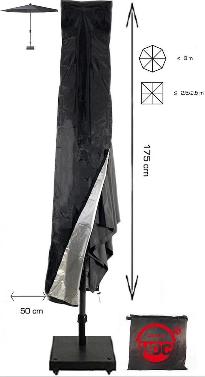 Housse De Parasol Red Label Parasol Debout - 175x28x50 Cm - Avec Fermeture éclair Et Cordon De Serrage Avec Bouchon - Housse De Parasol Noire 6 Housse De Parasol Red Label Parasol Debout - 175x28x50 Cm - Avec Fermeture éclair Et Cordon De Serrage Avec Bouchon - Housse De Parasol Noire – Image 6