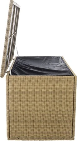 Opbergbox En Rotin XL - 148 X 85 X 84 Cm Crème - Boîte à Coussins De Jardin - Imperméable - Avec Couvercle - Pour L'intérieur & L'extérieur - Boîte De Jardin -Jardin Meubles Magasin 657x1200