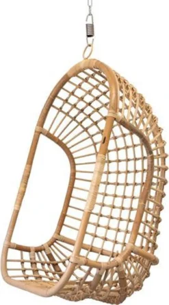 Mobilier De Jardin | Fauteuil Suspendu Le Classic Rotin Clair | Résistant Aux Intempéries | Capacité De Charge 200 Kg.