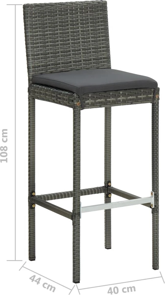 Prolenta Premium - Ensemble De Bar De Jardin 9 Pièces Avec Coussins Poly Rotin Gris 4 Prolenta Premium - Ensemble De Bar De Jardin 9 Pièces Avec Coussins Poly Rotin Gris – Image 4