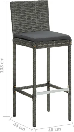 Ensemble De Bar De Jardin Premium - Ensemble De Bar De Jardin 5 Pièces Avec Coussins Polyrotin Gris -Jardin Meubles Magasin 673x1200