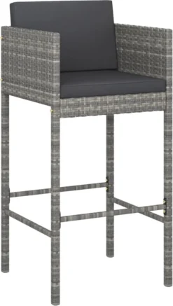 La Dolce Vita - Table De Jardin 5 Pièces Avec Chaises - Meuble Bar - Meuble Bar - Meuble D'angle Bar - Table Haute Avec Tabourets - Ensemble Bistro Avec Table Et Chaises Avec Coussins Poly Rotin Gris -Jardin Meubles Magasin 678x1200 4