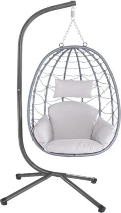 Fauteuil Suspendu - Fauteuil Suspendu De Jardin - Fauteuil Suspendu Oeuf - Chaises De Jardin - Mobilier De Jardin - Argent / Grijs