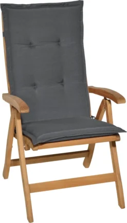Beautissu Loft HL - Set De 4 Coussins De Jardin Dossier Haut 120x50x6 Cm Coussin Grijs Graphite Chaise De Coussins De Chaise De Jardin Coussins Coussin D'Assise Chaise De Jardin -Jardin Meubles Magasin 682x1200 2