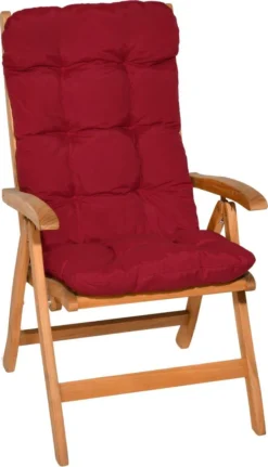 Beautissu Flair HL Coussin De Jardin à Dossier Haut - Coussin Pour Meubles De Jardin - Coussin D'Assise 120x50x8 Cm Rouge - Coussins De Jardin En Matelas Qualité Coussin