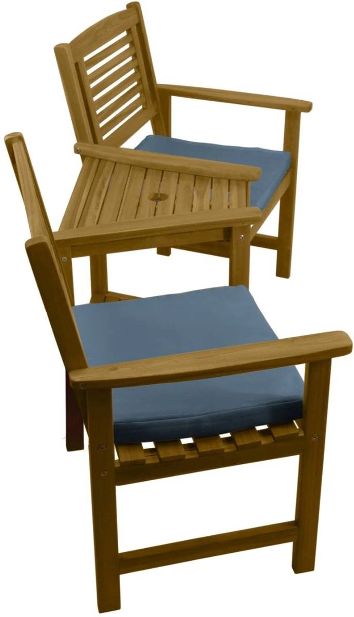 Jardi Chaise D'Extérieur Avec Coussins Jack & Jill Banc D'Amour En Bois - Banc De Jardin - Table à 2 Niveaux - Marron Avec Coussins Gris - Capacité De Charge Totale De 320 Kg 3 Jardi Chaise D'Extérieur Avec Coussins Jack & Jill Banc D'Amour En Bois - Banc De Jardin - Table à 2 Niveaux - Marron Avec Coussins Gris - Capacité De Charge Totale De 320 Kg – Image 3