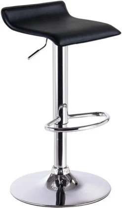 Tabouret De Bar Industriel - Tabourets De Bar En Cuir - Hauteur D'assise Réglable 56 - 78 Cm - Zwart 38,5 X 39 Cm