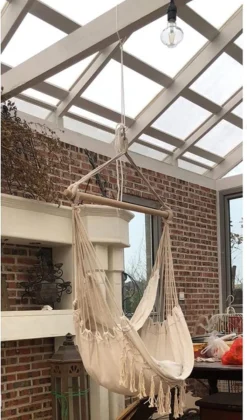 Chaise Suspendue I-wannahave - Chaise Hamac Pour L'intérieur Et L'extérieur, Incl. 2 Coussins Et Compartiment Livre - Adultes & Enfants - Nid Suspendu Jusqu'à 225kg - Beige -Jardin Meubles Magasin 705x1200