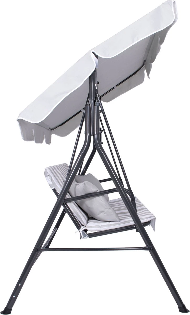 Banc De Balançoire Springos | Luna-Balançoire | 3 Places | Imperméable à L'eau | Comprend 2 Coussins | Auvent Réglable | 170 X 110 X 150 Cm | Rayé Gris Clair 18 Banc De Balançoire Springos | Luna-Balançoire | 3 Places | Imperméable à L'eau | Comprend 2 Coussins | Auvent Réglable | 170 X 110 X 150 Cm | Rayé Gris Clair – Image 18