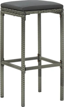 La Dolce Vita - Table GardenBar 9 Pièces Avec Chaises - Meuble Bar - Meuble Bar - Meuble D'angle Bar - Table Haute Avec Tabourets - Ensemble Bistro Avec Table Et Chaises Avec Coussins Poly Rotin Gris -Jardin Meubles Magasin 727x1200