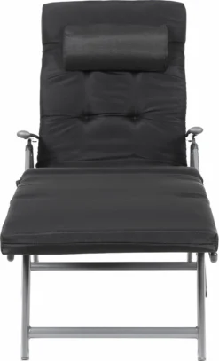 Chaise Longue Pliante Signature Home - Chaise Longue Avec Matelas De 6 Cm D'épaisseur - Kussen Amovible - En Aluminium Inoxydable - Respirant - Confortable - Réglable - Chargeable Jusqu'à 150 Kg - Noir -Jardin Meubles Magasin 729x1200