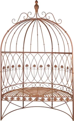 Clayre & Eef Banc De Jardin 119x59x208 Cm Banc En Fer Marron Banc D'Extérieur Jardin Mobilier De Jardin De Jardin