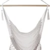 Fauteuil Suspendu Intirilife En Coton Macramé Beige Avec Franges - Assise Confortable, Peu Encombrante Et Respirante Pour Adultes Et Enfants à L'intérieur Et à L'extérieur